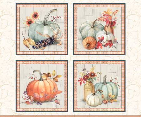 Bountiful Harvest Blocks 36" Panel Four blocks each about 16" x 16