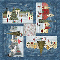 It's the Holidays Village Panel 43"x43" Denim Goldi L. Studio Henry Glass Cotton Fabric HG-2037P-75