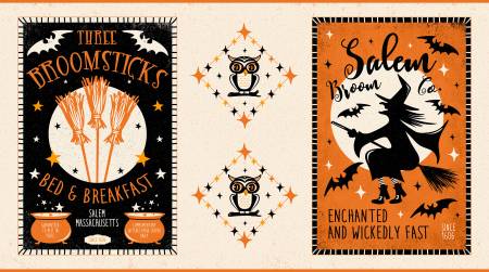 Witching Hour Panel Halloween 24" x44" Witch on Broom WHOU5392-PA