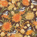 Chickadee Charm Brown Large Birds & Floral All Over 27726-285