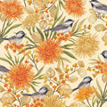 Chickadee Charm Cream Large Birds & Floral All Over 27726-280