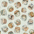 Cotton Tails  Tossed Bunnies in Baskets 30080-H Moss