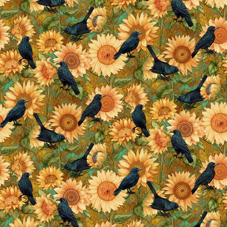 Crow-mazing Sunflowers & Tossed Crows 3439-38 Ochre