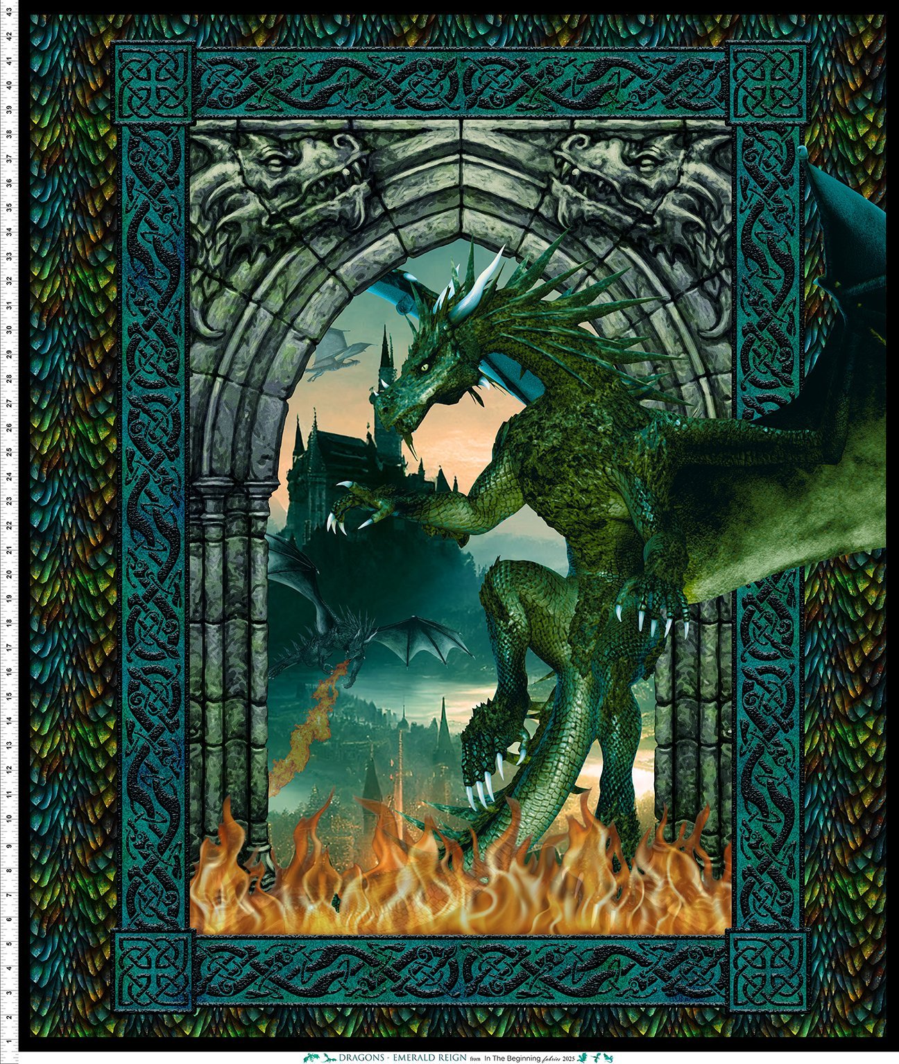 Dragons - Emerald Reign 20DRG-1 Large Dragon Panel Green Black 36