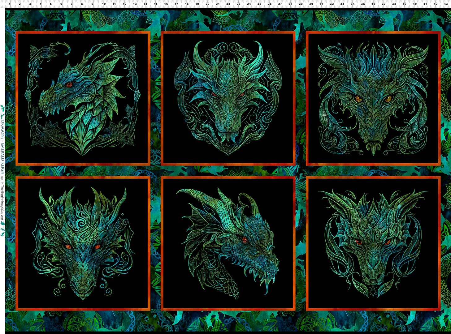 Dragons - Emerald Reign 21DRG-1 6 Blocks approx. 12"x12