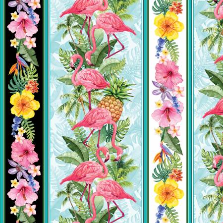 Flamingo Paradise Border Stripe Multi 14846B-99
