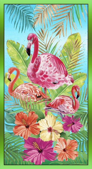 Flock Star Flamingo 24" Panel 3807P-72 Aqua