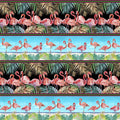 Flock Star Flamingo Border Stripe 3805-72 Aqua