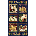Gingerbread Christmas Panel Y4117-93 Light Navy 6 motifs each about 8"x8