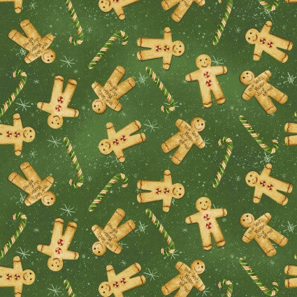 Gingerbread Christmas Tossed Gingerbreadmen Y4122-112 Green