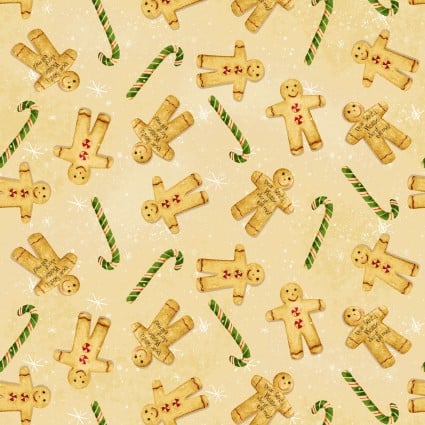 Gingerbread Christmas Tossed Gingerbreadmen Y4122-112 Yellow