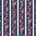 Indigo Song Flowing Floral Border Stripe ISON 05641-MU
