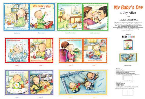 My Baby's Day Fabric Story Book Panel 1826-MULTI about 36" x 44