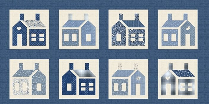 One Room School House Panel 03050 B Blue