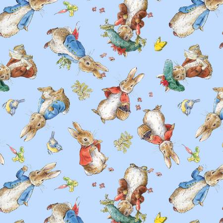 Peter Rabbit Flopsy Toss digisally printed 503-86 Blue