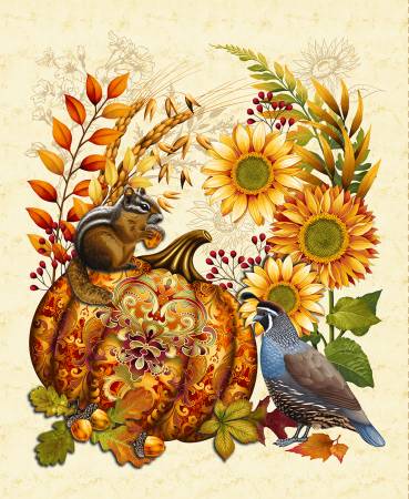 Pumpkin Panel 8374PS-44 36" x 44" Cream Multi