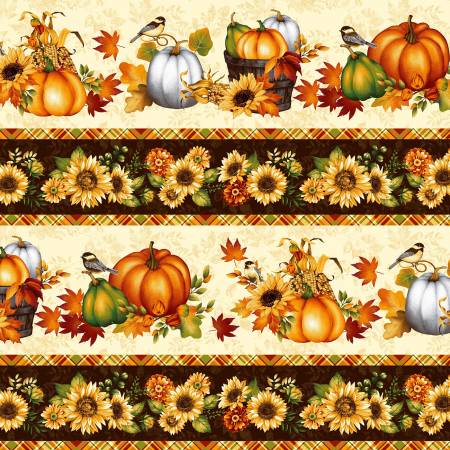 Seeds of Gratitude Cream Border Stripe Harvest 7701S-44