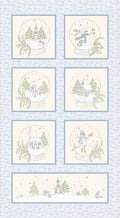 Snowman's Village Sky 24" Panel 6 ea approx 9"x9" Blocks and one about 18"x 6