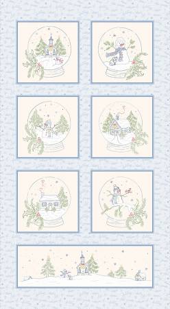 Snowman's Village Sky 24" Panel 6 ea approx 9"x9" Blocks and one about 18"x 6