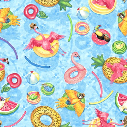 Tropical Bird Bath Flamingo Flock on Floats 7610-11 Multi