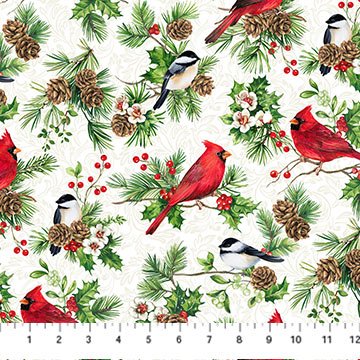 Yuletide Traditions Cardinals DP26107-10 White