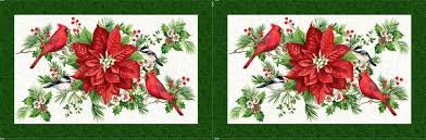 Yuletide Traditions Cardinals Placemat Panel DP26114-10 White Multi