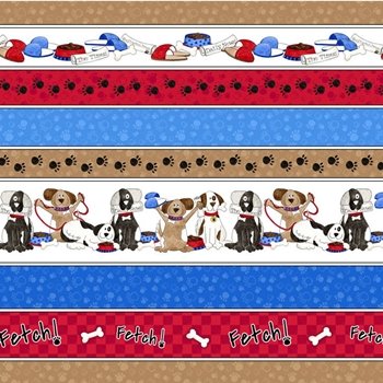 A Dogs Life border stripe 23421 br Multi
