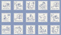 A Stitch in Time with Mother Goose 1930’s Embroidered Squares  BLUE  20245 15 Squares