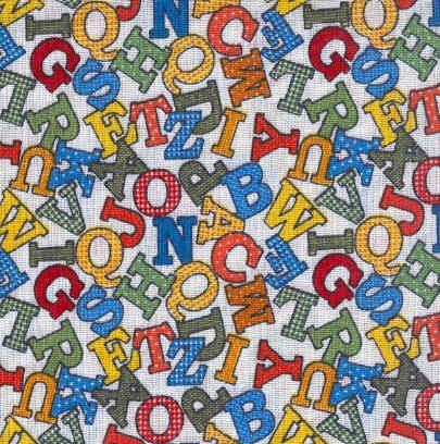 ABC Tossed on White  100 211 White ~1/2" letters