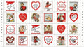 All My Heart Valentine Greetings Patch Panel by J Wecker Frisch PD14131 White 24 ea ~6"x6" Block 28"x44