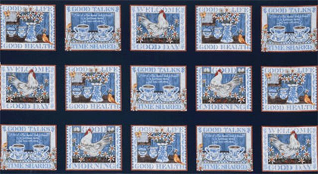All Things Good Tea & Coffee C7895 Navy 15 Blocks