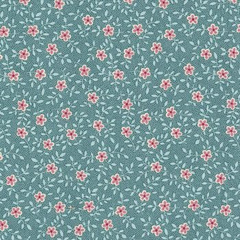 Annebella floral on teal 17510