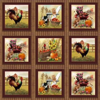 Autumn Bounty  Panel 28 motifs ~5"x5