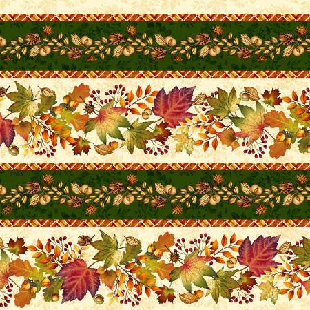 Autumn Fields Cream Multi Border Stripe 8371S-35