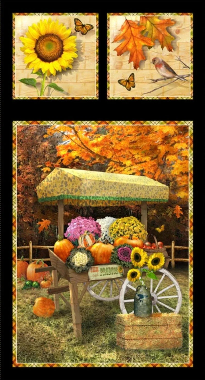 Autumn Splendor Panel 276P-99 Black 24" x 44