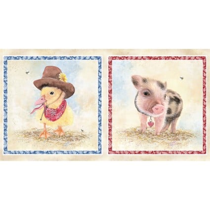 Barnyard Babies Panel Duck & Pig each a 20" square PNBBYBA-5272-PA