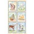 Barnyard Babies Panel 6 Blocks Pig Lamb Bunny Chicks Calf Kid Goat 24" x44" PNBBYBA-5273-PA