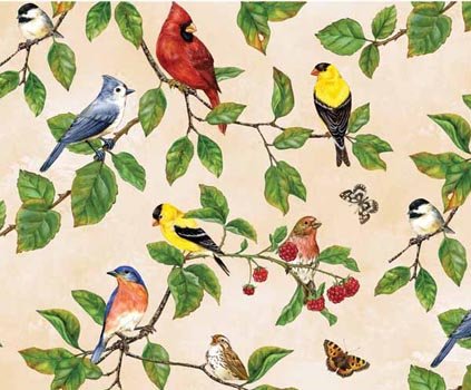 Berry Patch Birds Cream 28039 173