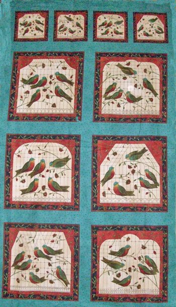 Bird Song Panel Teal Border 5980 12