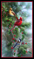 Birds & Berries Cardinal Panel 40003E-BLACK