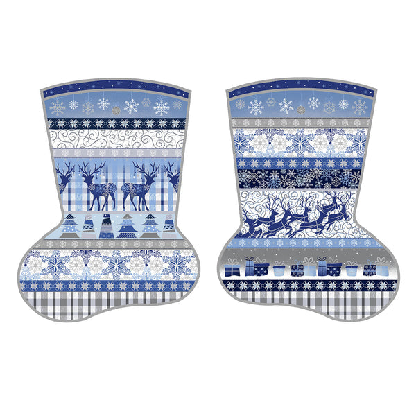Blue Holidays Stockings Four 14" x 10" wide per panel (Metallic) 672401