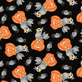 Boo! Glow Tossed Birds on Jack-o'-lanterns 247G 93 Black