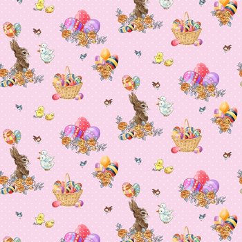 Bunny Tales Bunnies and Baskets 9764-22 Pink