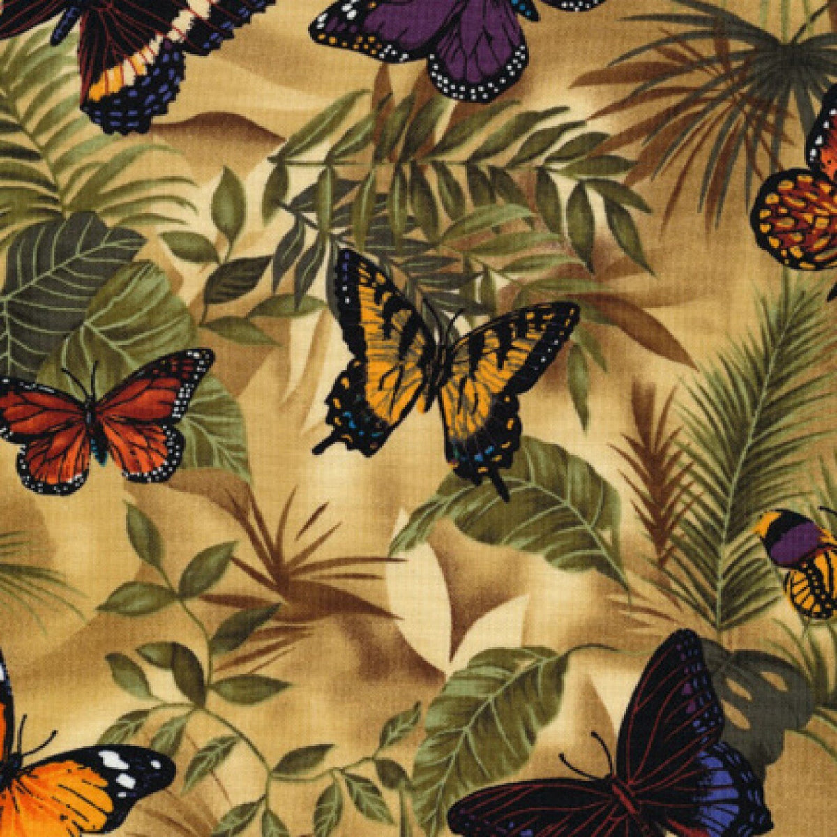 Butterflies and Leaves Rain C3518 Neutral
