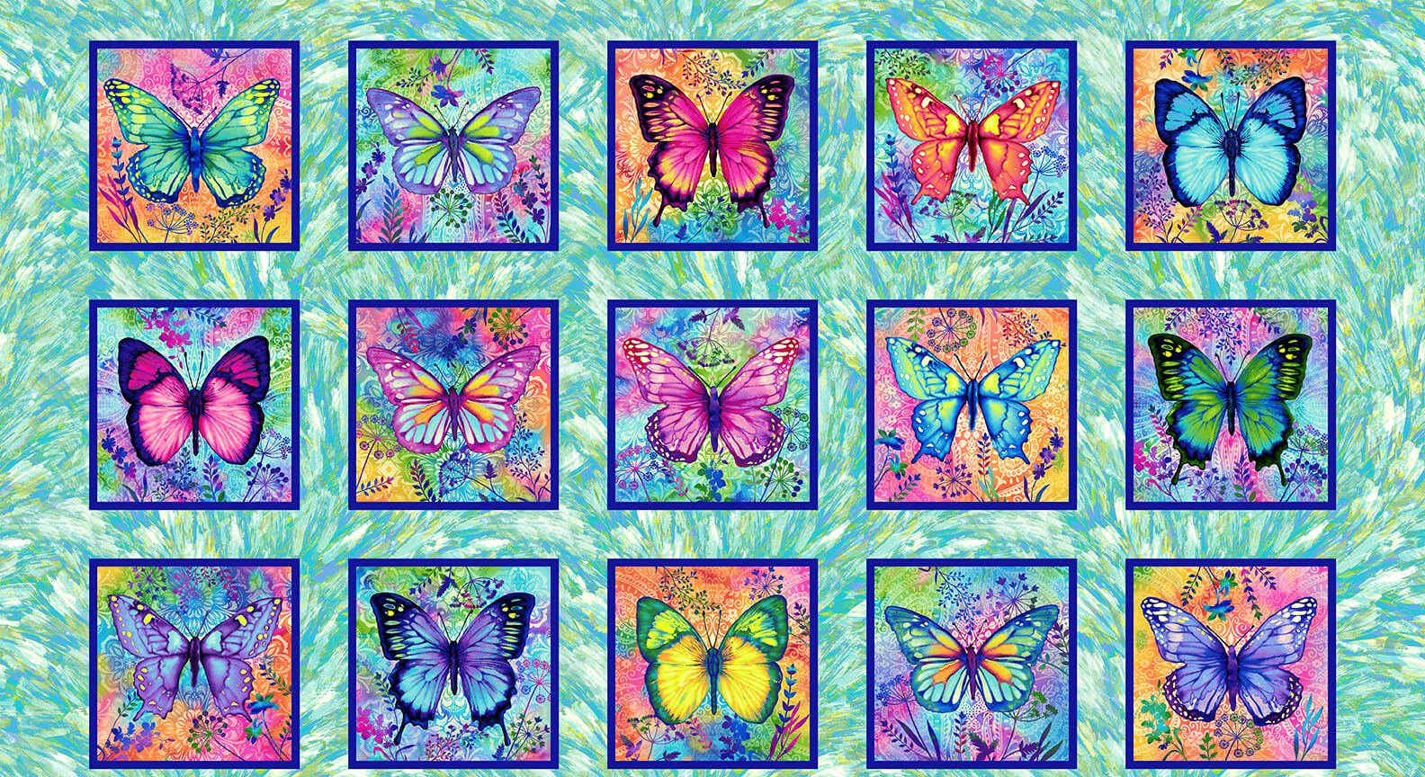 Butterfly Paradise Butterflies Panel 4920 17 Aqua