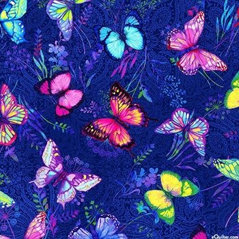 Butterfly Paradise Tossed Butterflies 4921 77 Navy