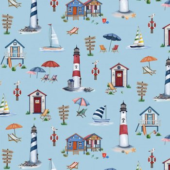 By the Sea Cabana Time Lighthouses cx9104 blue