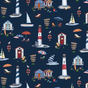 By the Sea Cabana Time Lighthouses cx9104 Navy