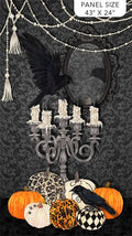 Candelabra Raven and Pumpkins Panel 24760-99
