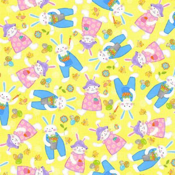 Carrot Patch Bunnies on Yellow 4468 44